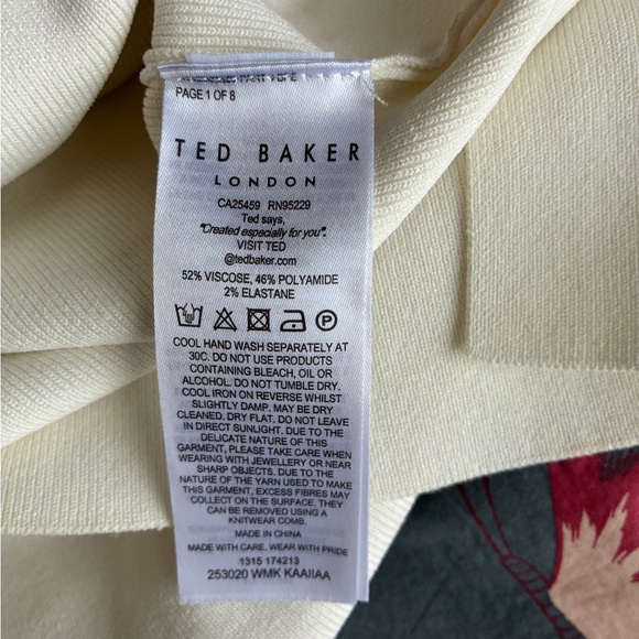 Ted Baker Cream Midi Dress with Button Detail - Picture 7 of 7